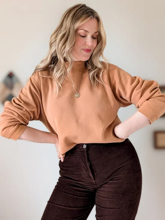 Vintage Relaxed Fit Mock Neck 90s vintage Sweatshirt - Picture 2 of 13